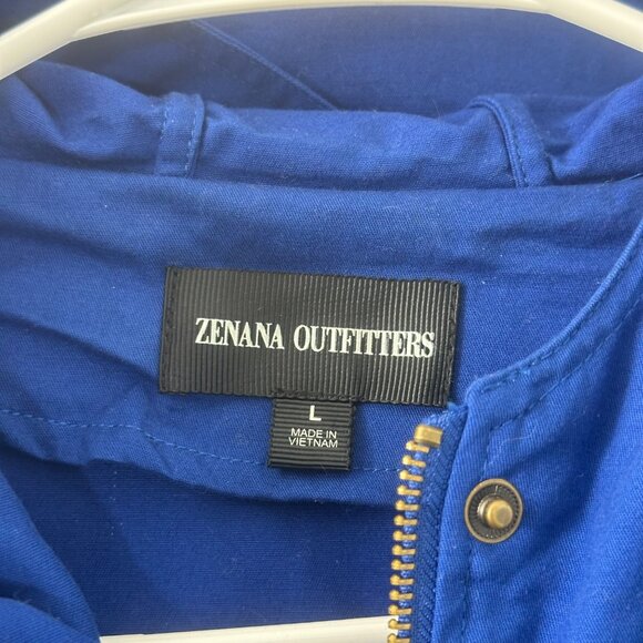 Zenana Outfitters Womens Royal Blue Hooded Utility Vest SZ L Drawstrings/Pockets - Picture 13 of 13